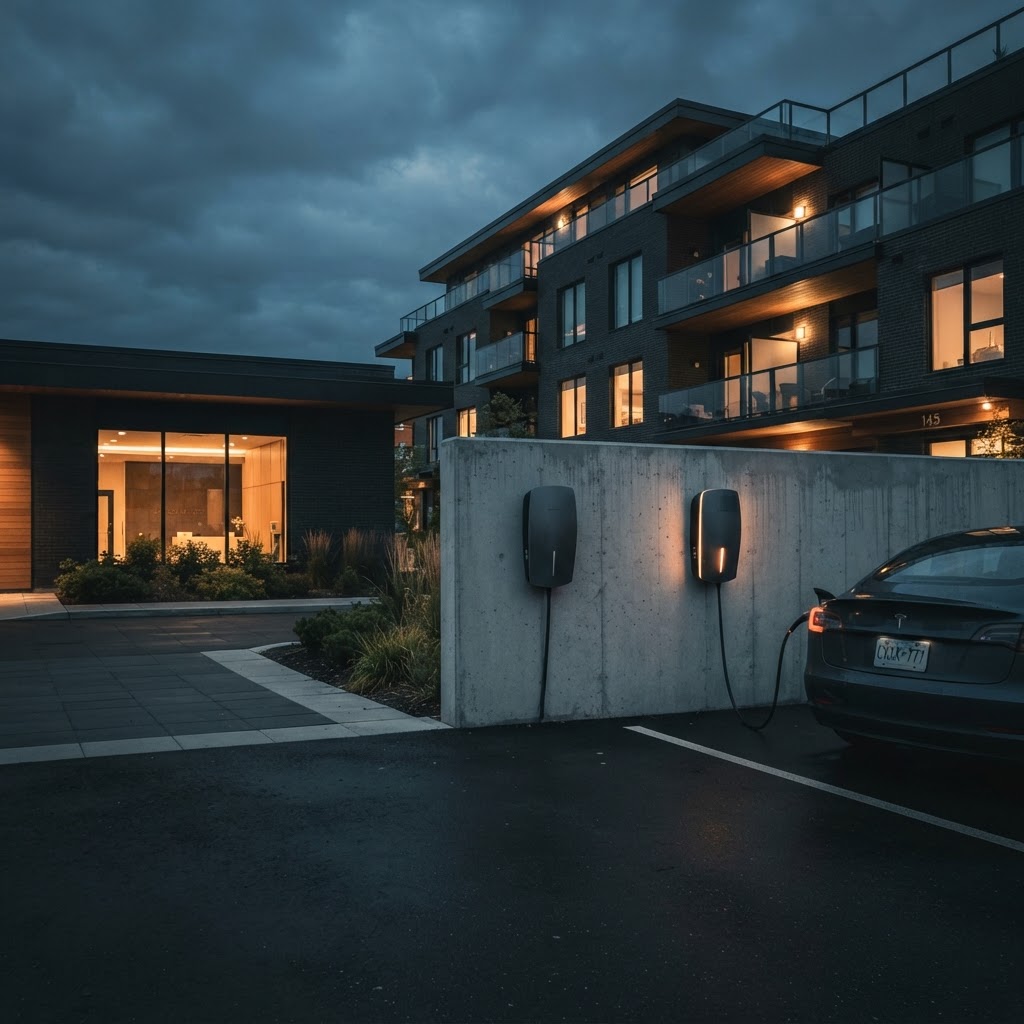 Level 2 EV charging stations installed by The Service Shed at an Ontario residential building